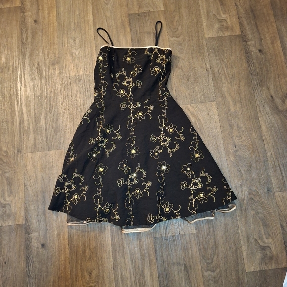 Vintage Y2K Steppin Out Embroidered Sequin Mini Ruffle Dress. - Picture 2 of 14